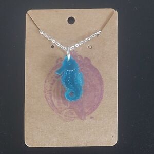 Blue Seahorse Pendant Necklace